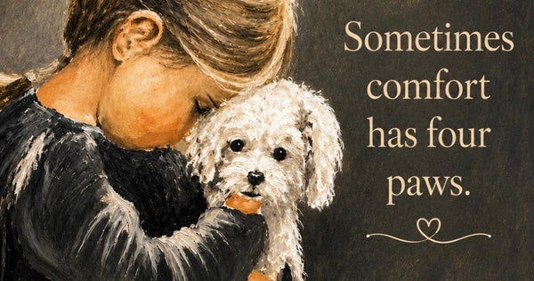 Framed Print 11" X 14" - Little Girl with Her Puppy -  (Healing Art)