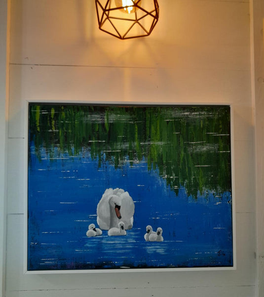 #Art854 MOTHER SWAN ON A POND