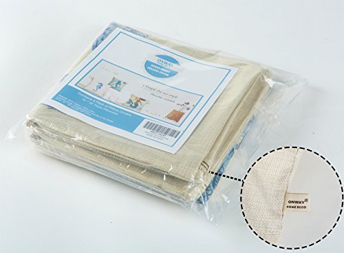 Onway Ocean Park Cotton Linen Theme Decorative Pillow Cover Case D 18" X 18" Square Shape-ocean-beach-sea-print-starfish-seahorse-voyage, 4 Pack (Season1)