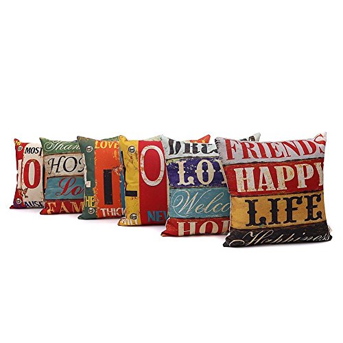 HOSL PCom03 LOVE Series Decorative Cushion Cover Square Throw Pillow Case Set of 6 - LOVE and HOPE