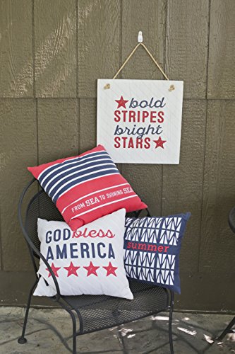 Hallmark Home Indoor/Outdoor Pillow with Cover, " God Bless America" 16" Square