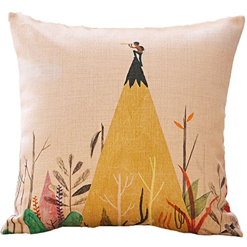 Sykting Throw Pillow Covers 18 x 18 Square Pillow Cases Set of 5 Printing Series Couch Pillow Cases Cotton Linen