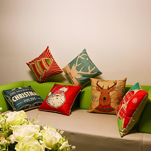 UNOMOR Christmas Pillow Covers for Sofa Bedroom Home Décor – Set of 6 (18’’ X 18’’)