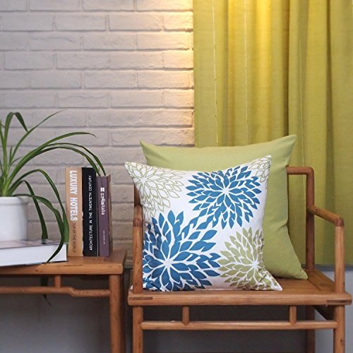 Phantoscope New Living Blue&Green Decorative Throw Pillow Case Cushion Cover Set of 4