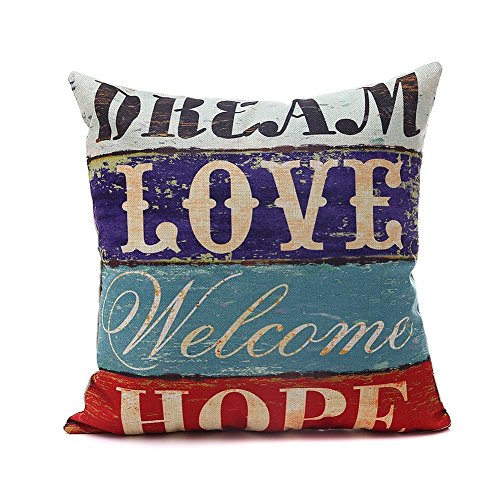 HOSL PCom03 LOVE Series Decorative Cushion Cover Square Throw Pillow Case Set of 6 - LOVE and HOPE