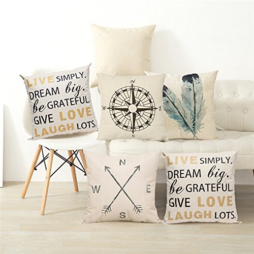 Decorative Throw Pillow Covers Set of 4 Cotton Linen Cushion Covers 18 x 18 inch