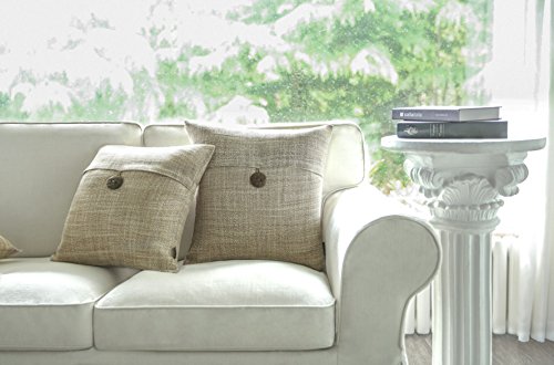 Set of 2 Phantoscope Button Beige Linen Decorative Throw Pillow Case Cushion Cover 18 "X18 " --New!!