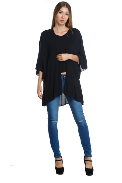 6016WFC23347   Black Bell Sleeve Cardigan
