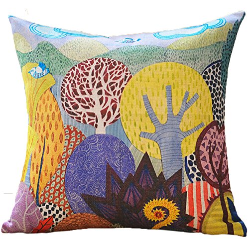 Sykting Throw Pillow Covers 18 x 18 Square Pillow Cases Set of 5 Printing Series Couch Pillow Cases Cotton Linen