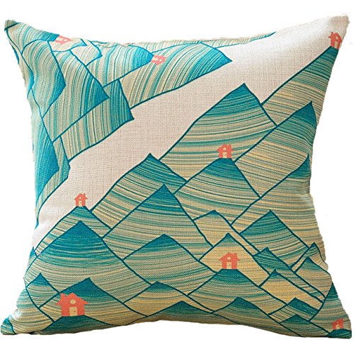 Sykting Throw Pillow Covers 18 x 18 Square Pillow Cases Set of 5 Printing Series Couch Pillow Cases Cotton Linen
