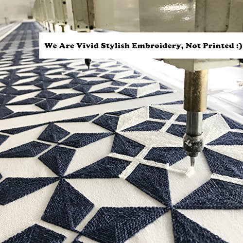 Slow Cow 18x18 inches Cotton Modern Family Embroidery Cushion Pillow Covers, Geometric Zipper Navy Blue Pillow Case Decorative Throw Pillows for Living Room, Best Home Décor Gift for Kids !