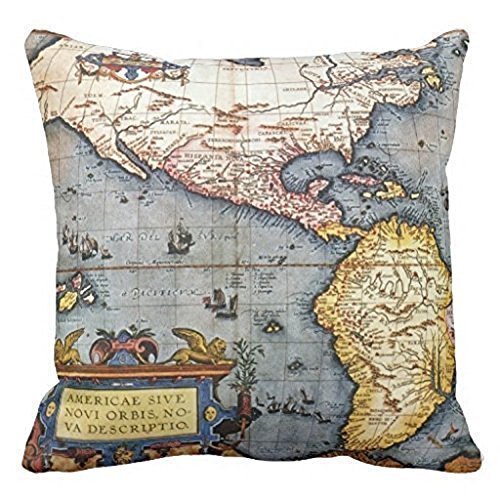 Home Decorative Throw Pillow Covers - Wonder4 Cotton Linen Map Art Throw Pillow Cases Cushion Covers Decoration,2X Maps +1x Compass + 1x Navigation Compass 18 X 18 Inch for Home Sofa Bedding Set of 4