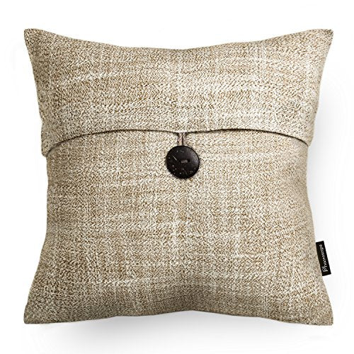 Set of 2 Phantoscope Button Beige Linen Decorative Throw Pillow Case Cushion Cover 18 "X18 " --New!!