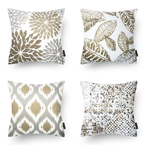 Phantoscope New Living Series Coffee Color Decorative Throw Pillow Case Cushion Cover Set of 4