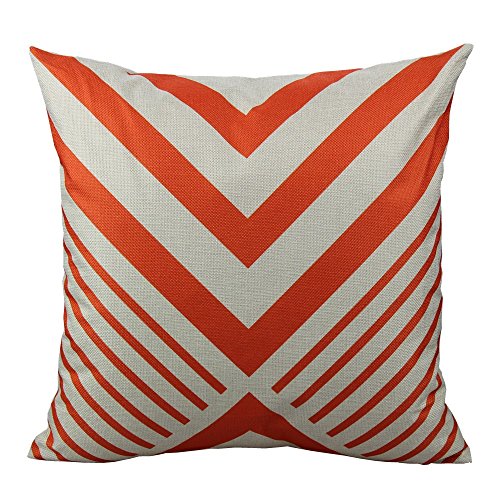 All Smiles Decorative Orange Throw Pillow Case Cushion Covers Pillowcase Sets for Couch Sofa,Cotton Linen 18x18 Set of 4,Geometric Chevron Stripe
