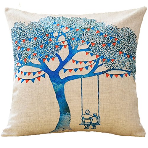 Sykting Throw Pillow Covers 18 x 18 Square Pillow Cases Set of 5 Printing Series Couch Pillow Cases Cotton Linen