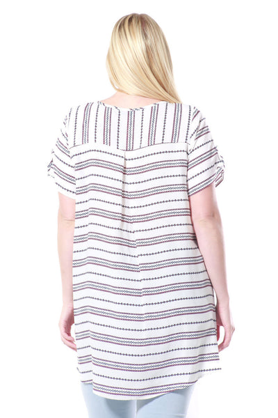 #7020WFC    PLUS White Blue Top