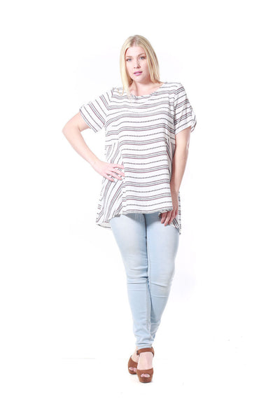 #7020WFC    PLUS White Blue Top