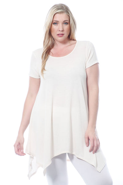 #7022WFC    PLUS Beige Knit Tunic Top