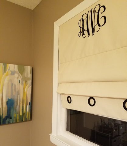 $228.00 Roman Shade with Decorative Grommets & Monogrammed #P111