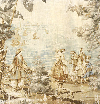 #088 Roman Shade with Toile Accent and Rickrack   (slats) YOU PAY  1/2  DOWN