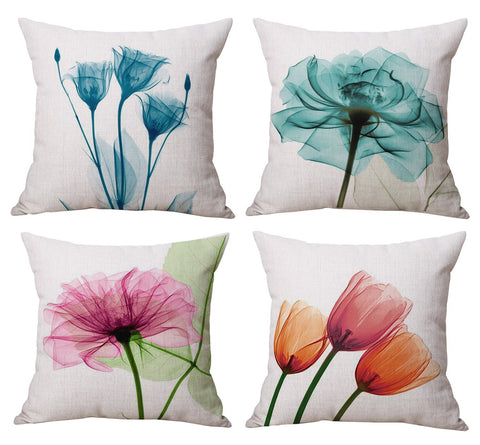 TP61 Blue Floral Throw Pillows Group