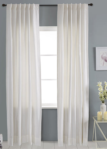 #P550 White Faux Silk Curtain (Use Discount Code)