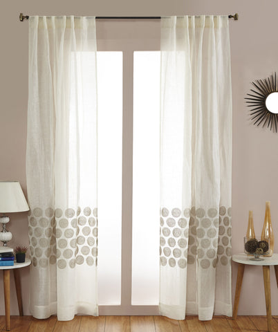 #P5532 Ivory Jute Swirls Curtain (Use Discount Code)
