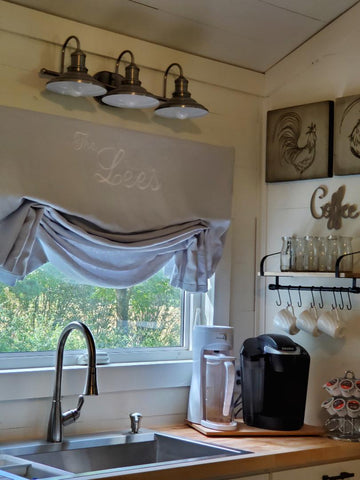 Roman Shade #380  Linen Relaxed Roman, Lined & Monogrammed