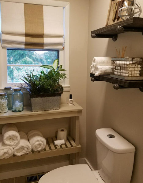 $190.00 Roman Shade With Wide Stripe in Middle #P130