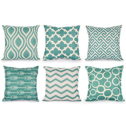 TP9 Greenish Blue Throw Pillows Group